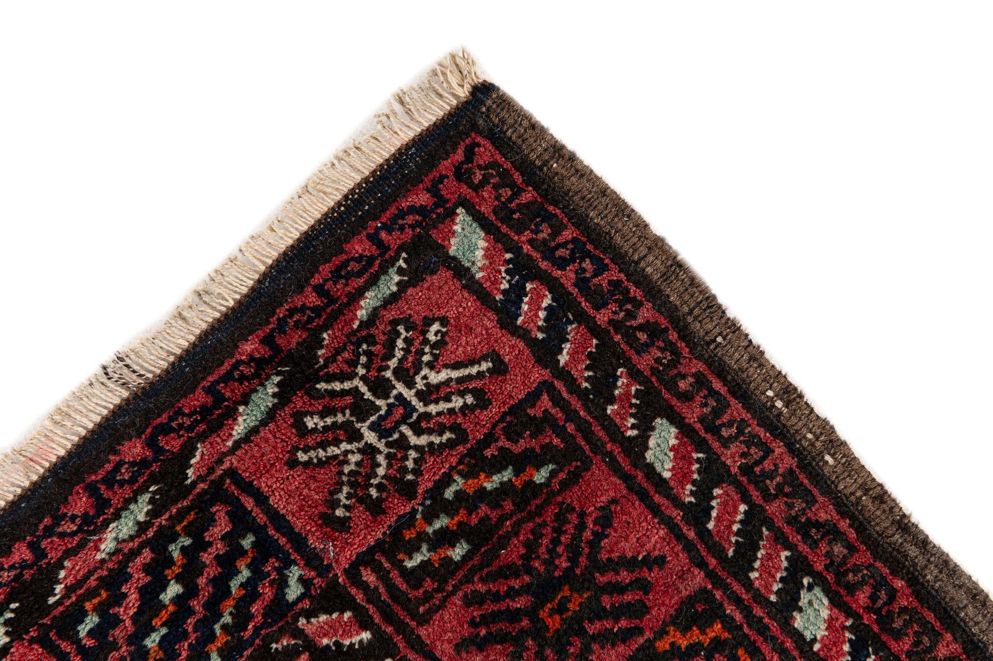3' 11 x 6' 8 Hand Knotted Afghan Ersari Wool Rug