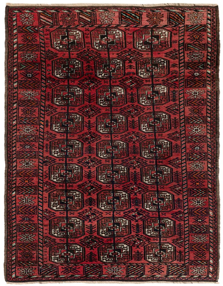 Detail image of 3' 11 x 6' 8 Hand Knotted Afghan Ersari Wool Rug