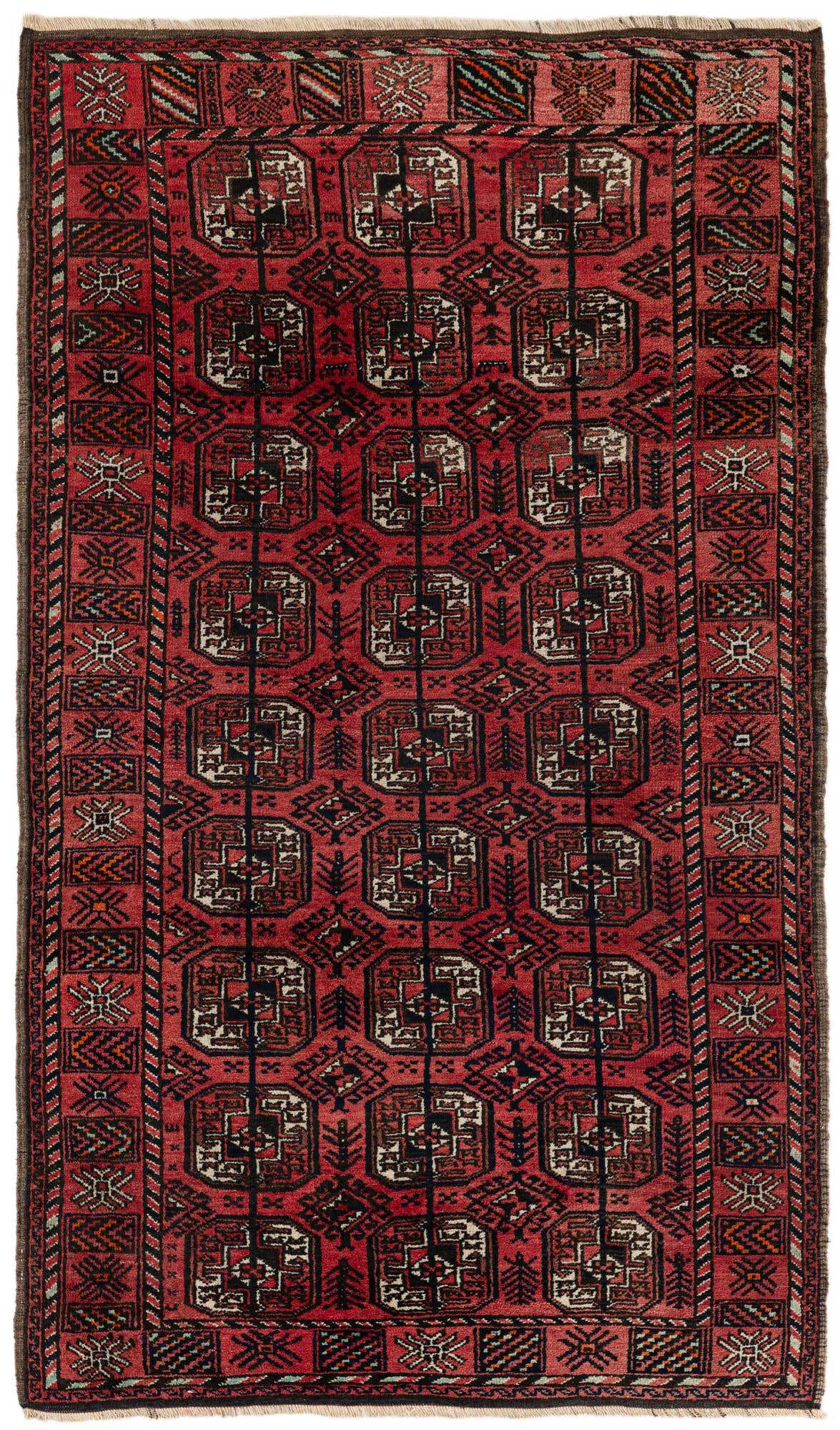 3' 11 x 6' 8 Hand Knotted Afghan Ersari Wool Rug