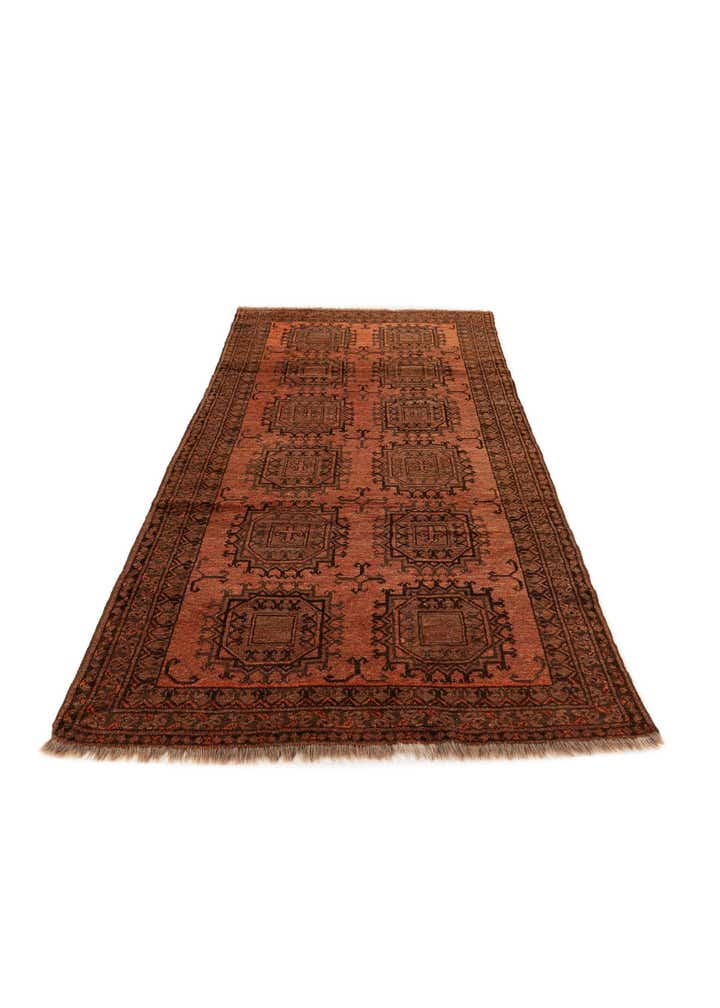 3' 7 x 6' 10 Hand Knotted Afghan Ersari Wool Rug