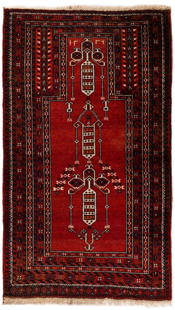 2' 11 x 5' 1 Hand Knotted Afghan Ersari Oriental Wool Rug