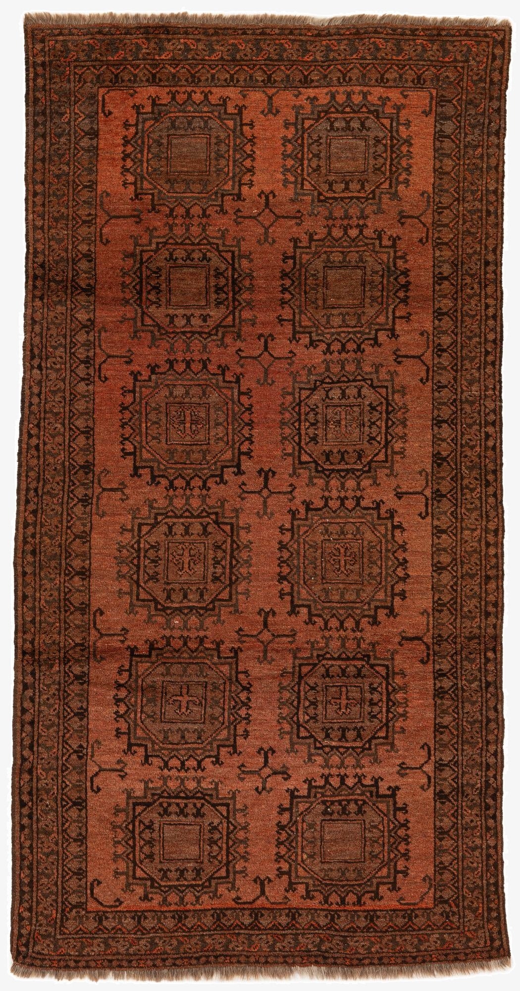 3' 7 x 6' 10  Hand Knotted Afghan Ersari Wool Rug