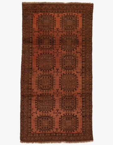 3' 7 x 6' 10 Hand Knotted Afghan Ersari Wool Rug