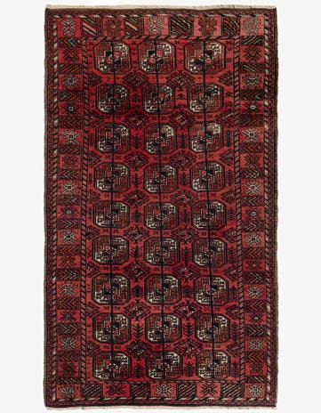 3' 11 x 6' 8 Hand Knotted Afghan Ersari Wool Rug