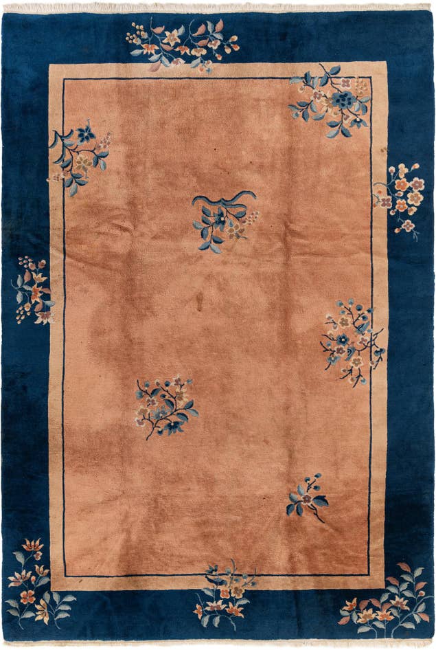Detail image of 6' 10 x 10' Hand Knotted Antique Finish Oriental Wool Rug