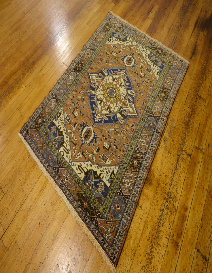 Detail image of 4' x 5' 3 Hand Knotted Ardabil Persian Wool Rug