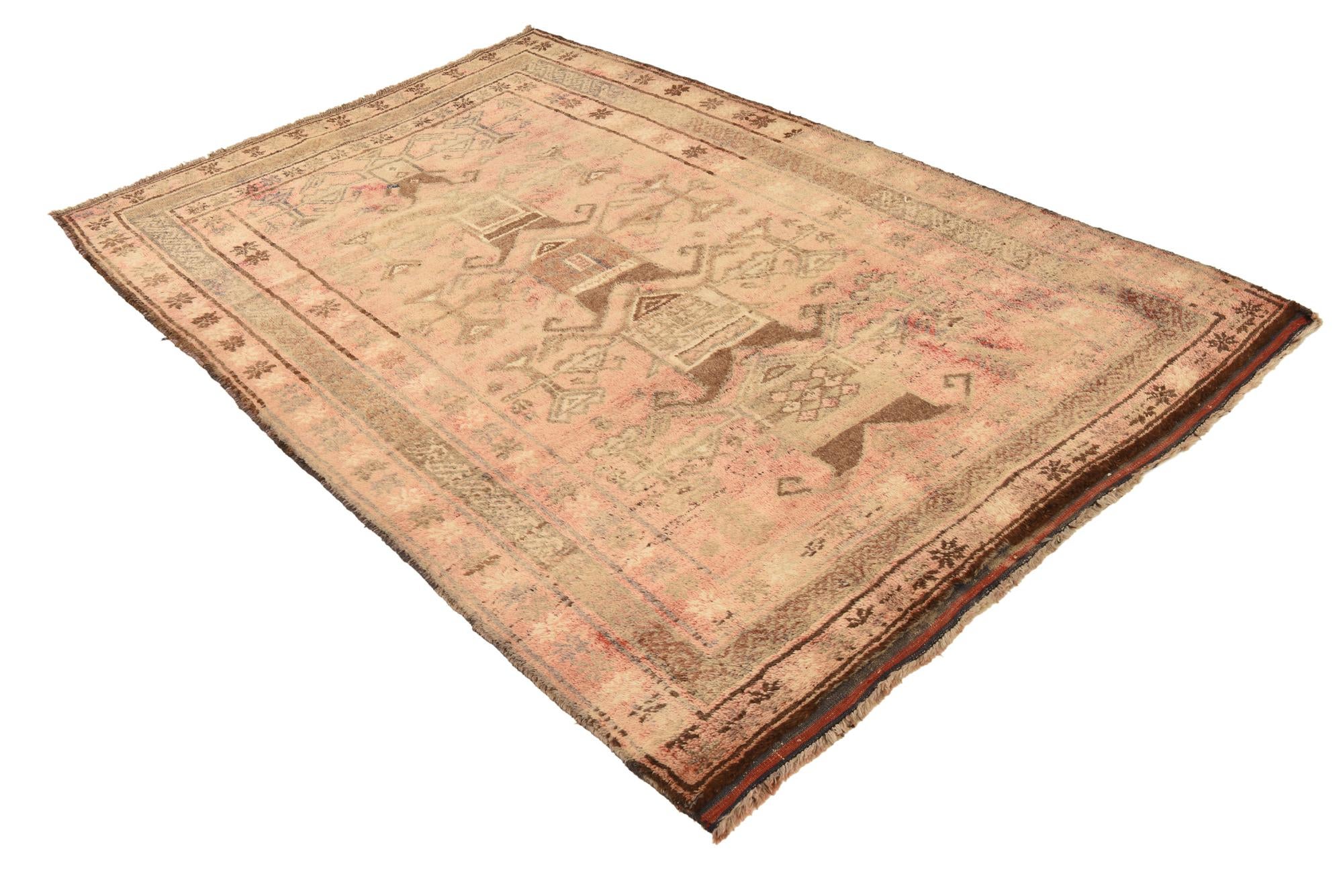 5' x 8' 1 Hand Knotted Balouch Persian Wool Rug