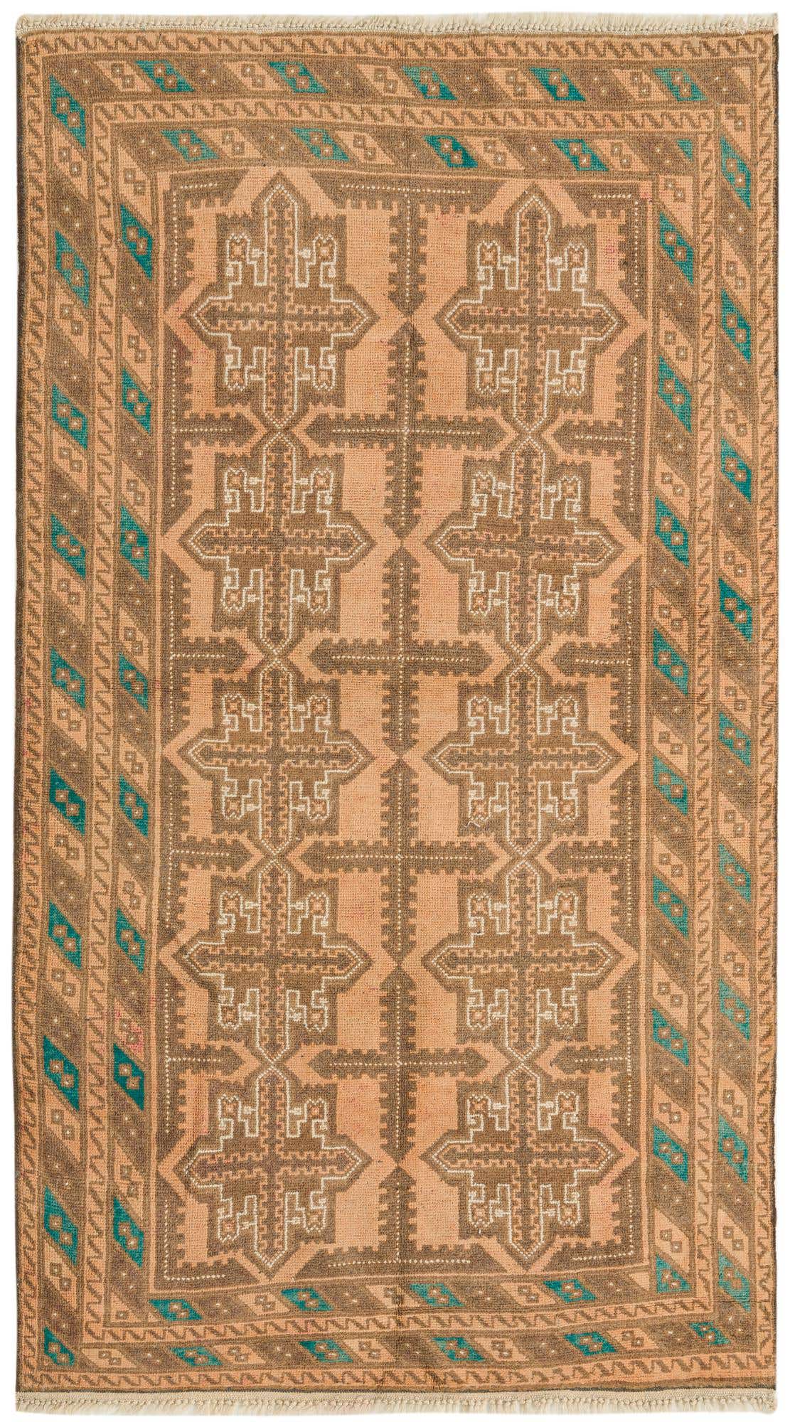 3' 6 x 6' 3 Hand Knotted Balouch Persian Wool Rug