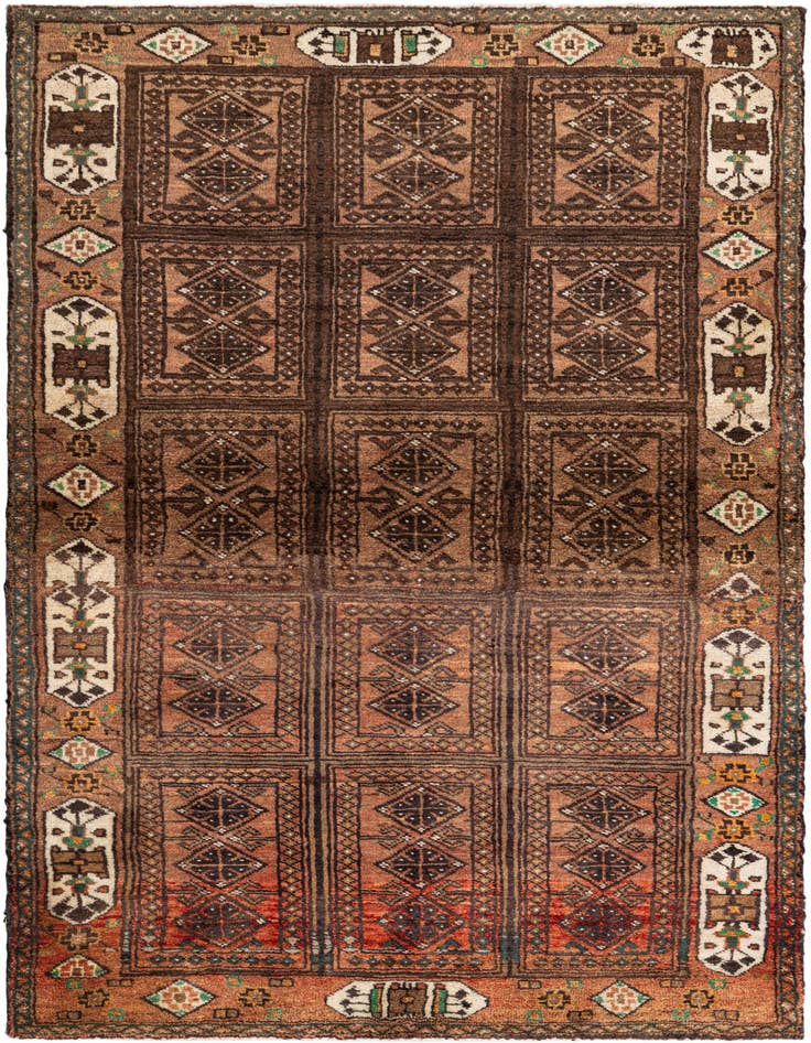 Detail image of 3' 2 x 4' 10 Hand Knotted Balouch Persian Wool Rug