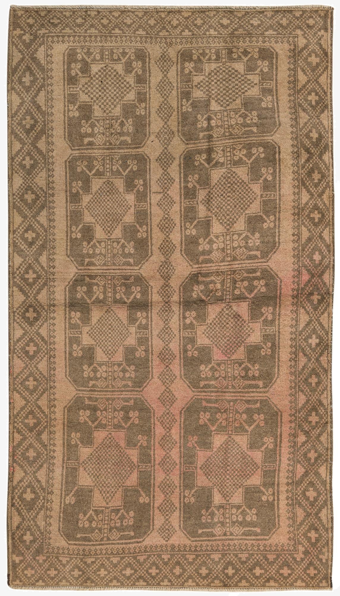 3' 7 x 6' 7  Hand Knotted Balouch Persian Wool Rug