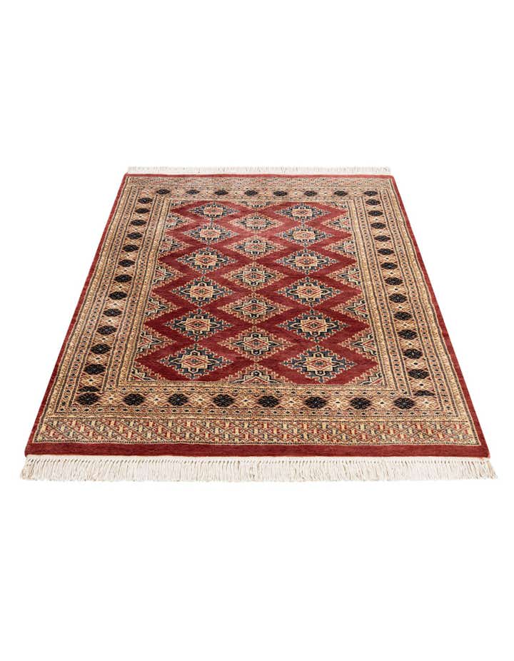 4' 3 x 6' 1 Hand Knotted Bokhara Oriental Wool Rug