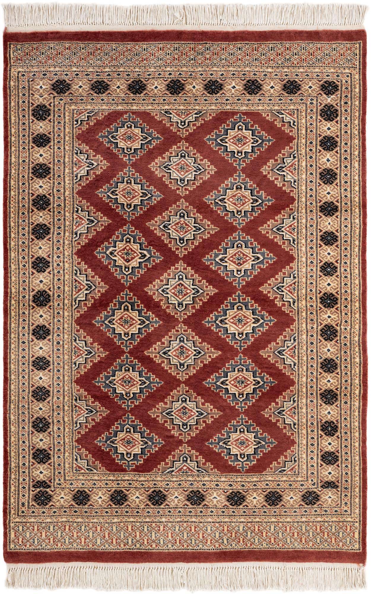 4' 3 x 6' 1 Hand Knotted Bokhara Oriental Wool Rug