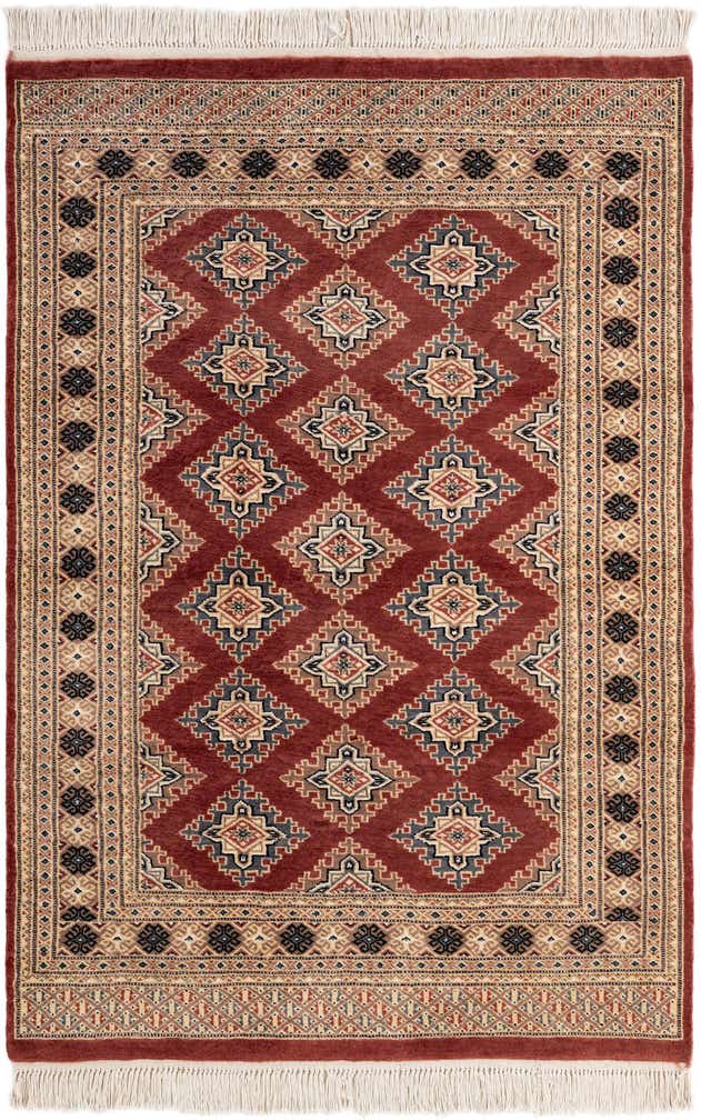 4' 3 x 6' 1 Hand Knotted Bokhara Oriental Wool Rug