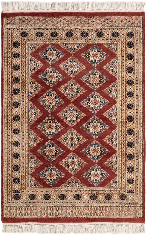 Detail image of 4' 3 x 6' 1 Hand Knotted Bokhara Oriental Wool Rug