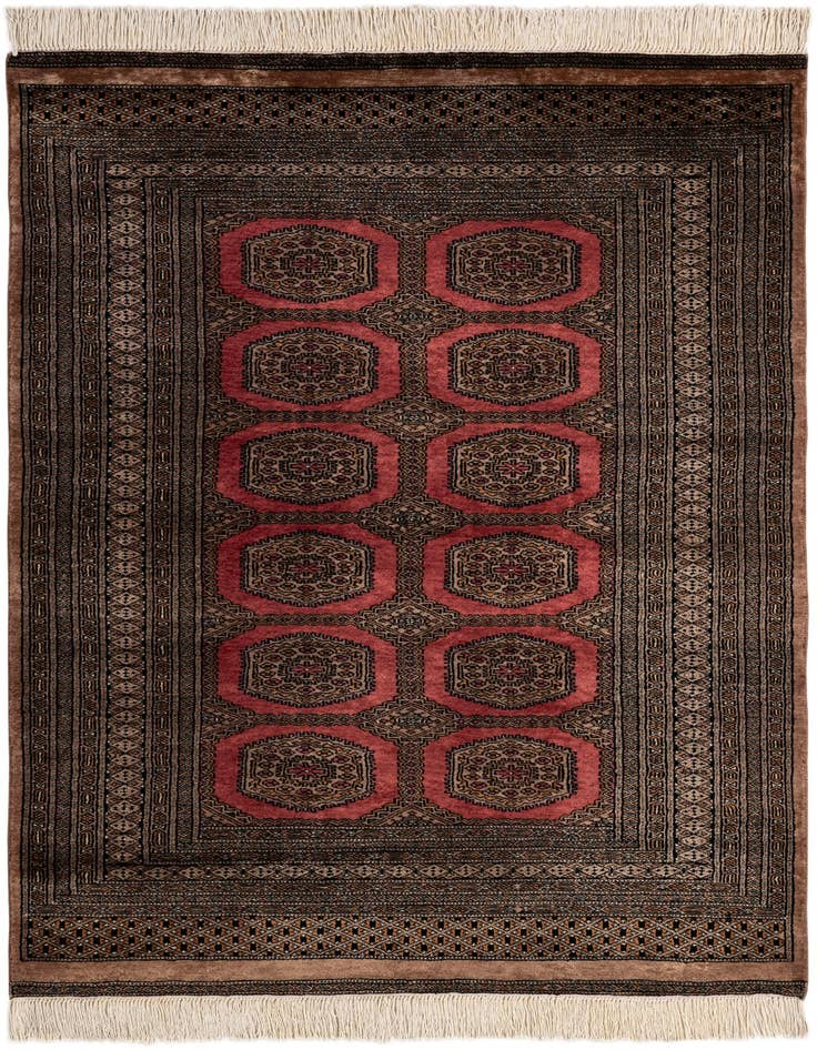 Detail image of 4' 2 x 6' 6 Hand Knotted Bokhara Wool Rug