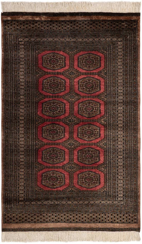 Detail image of 4' 2 x 6' 6 Hand Knotted Bokhara Wool Rug