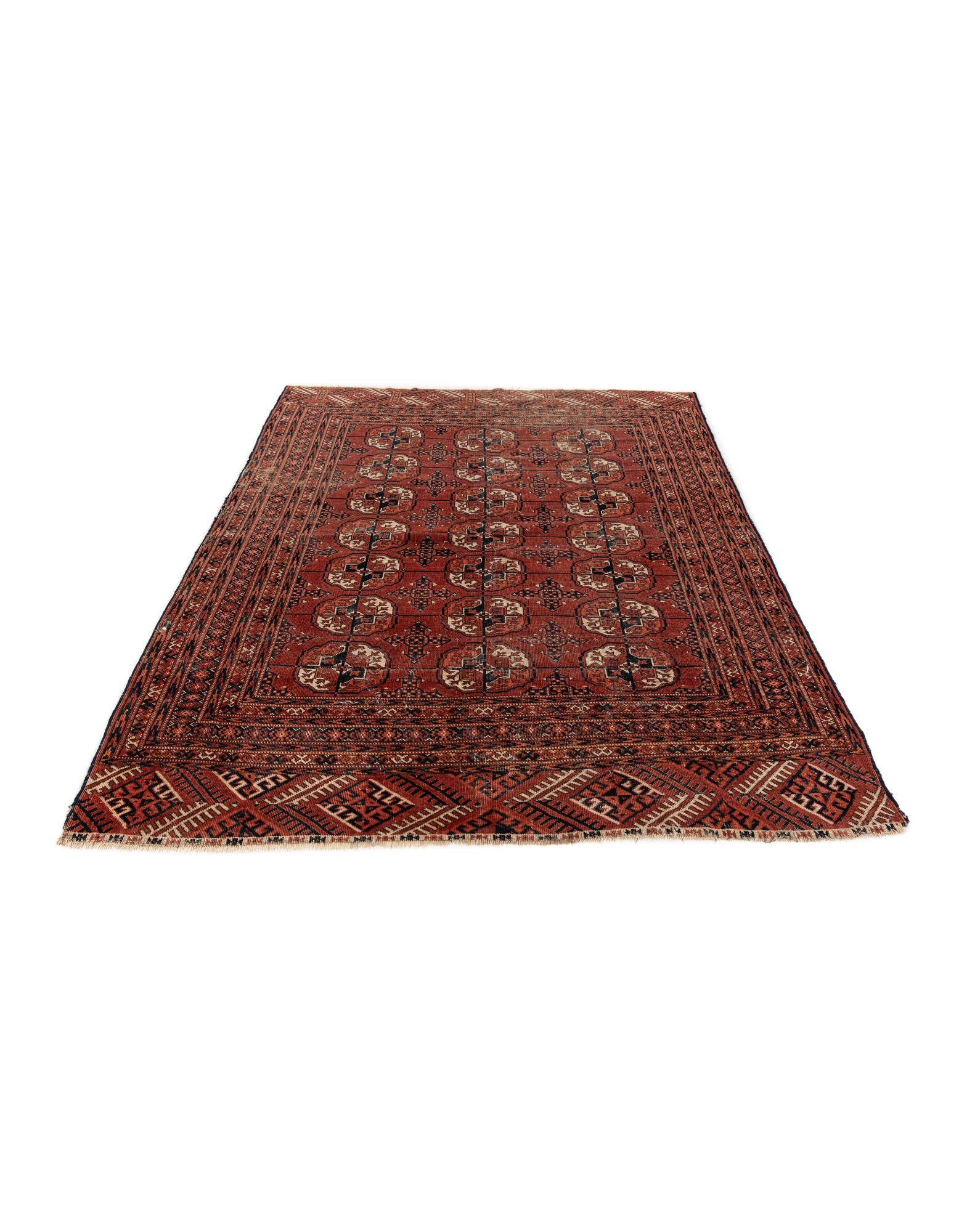 4' 4 x 5' 5 Hand Knotted Bokhara Oriental Wool Rug
