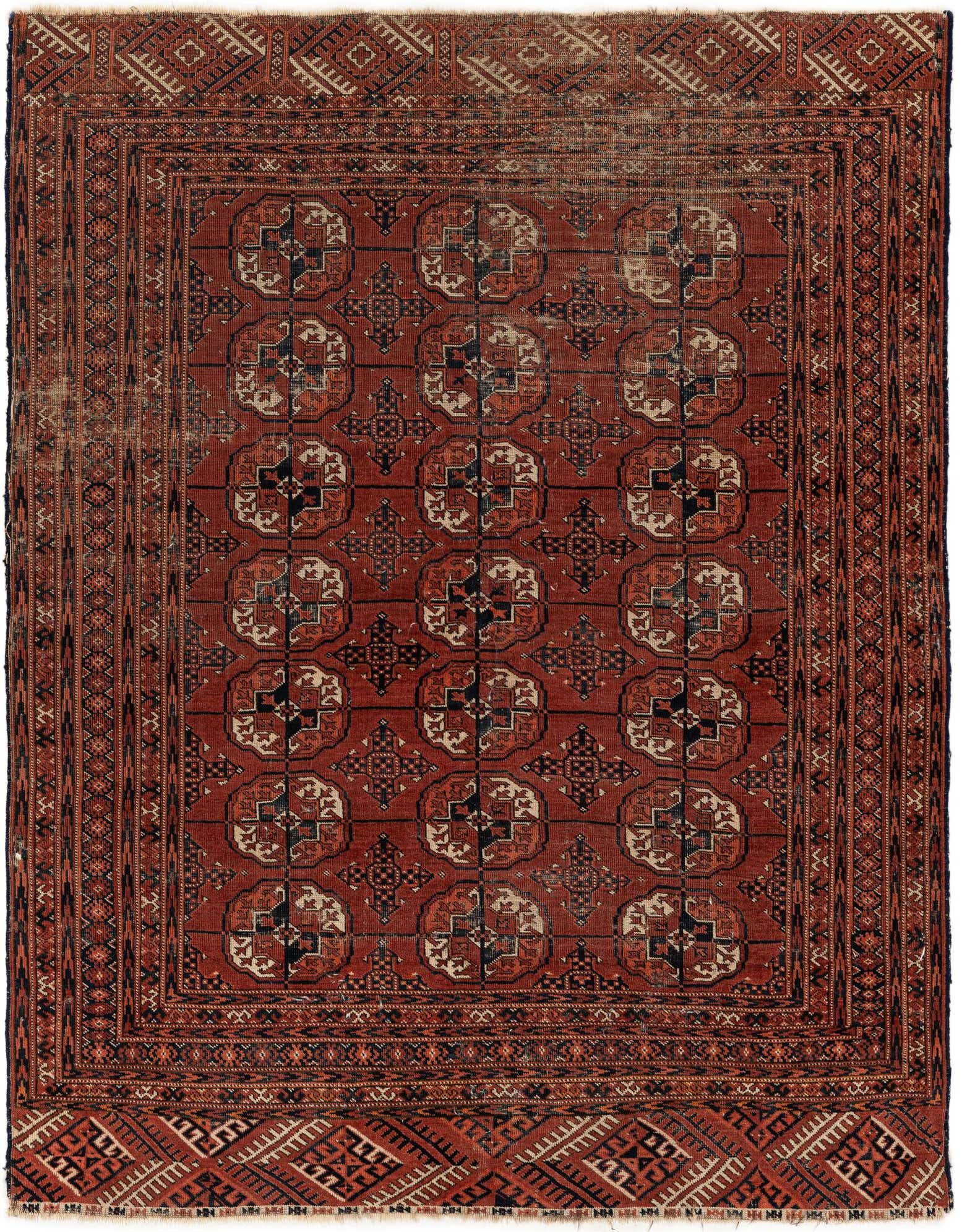 4' 4 x 5' 5 Hand Knotted Bokhara Oriental Wool Rug