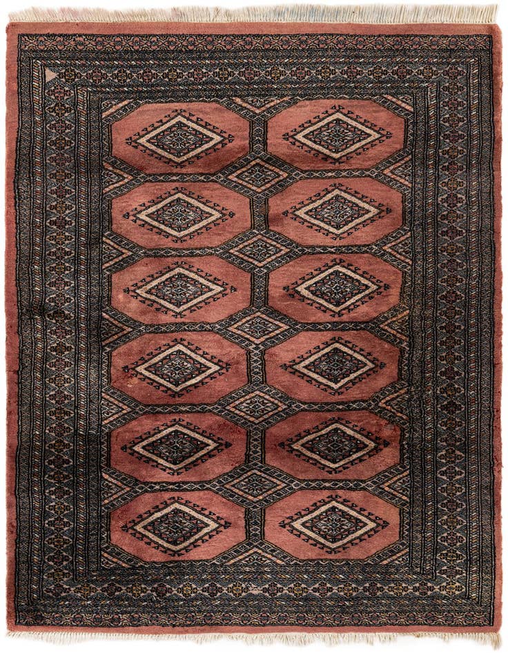 Detail image of 4' 2 x 6' 2 Hand Knotted Bokhara Oriental Wool Rug
