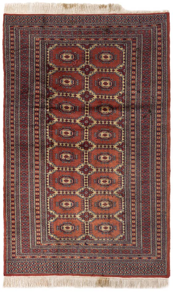 Detail image of 4' 1 x 6' 5 Hand Knotted Bokhara Oriental Wool Rug