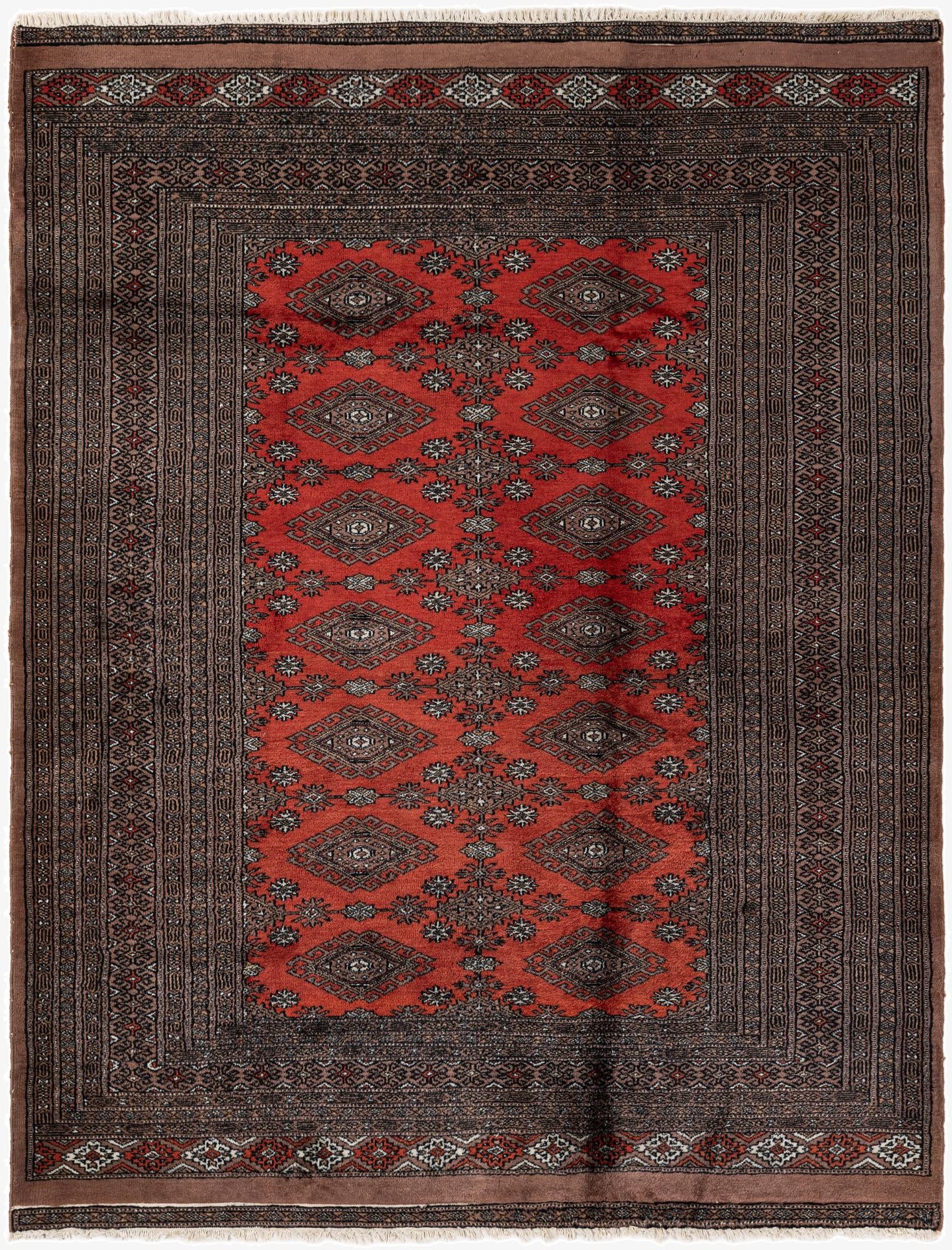 4' 4 x 5' 8  Hand Knotted Bokhara Oriental Wool Rug