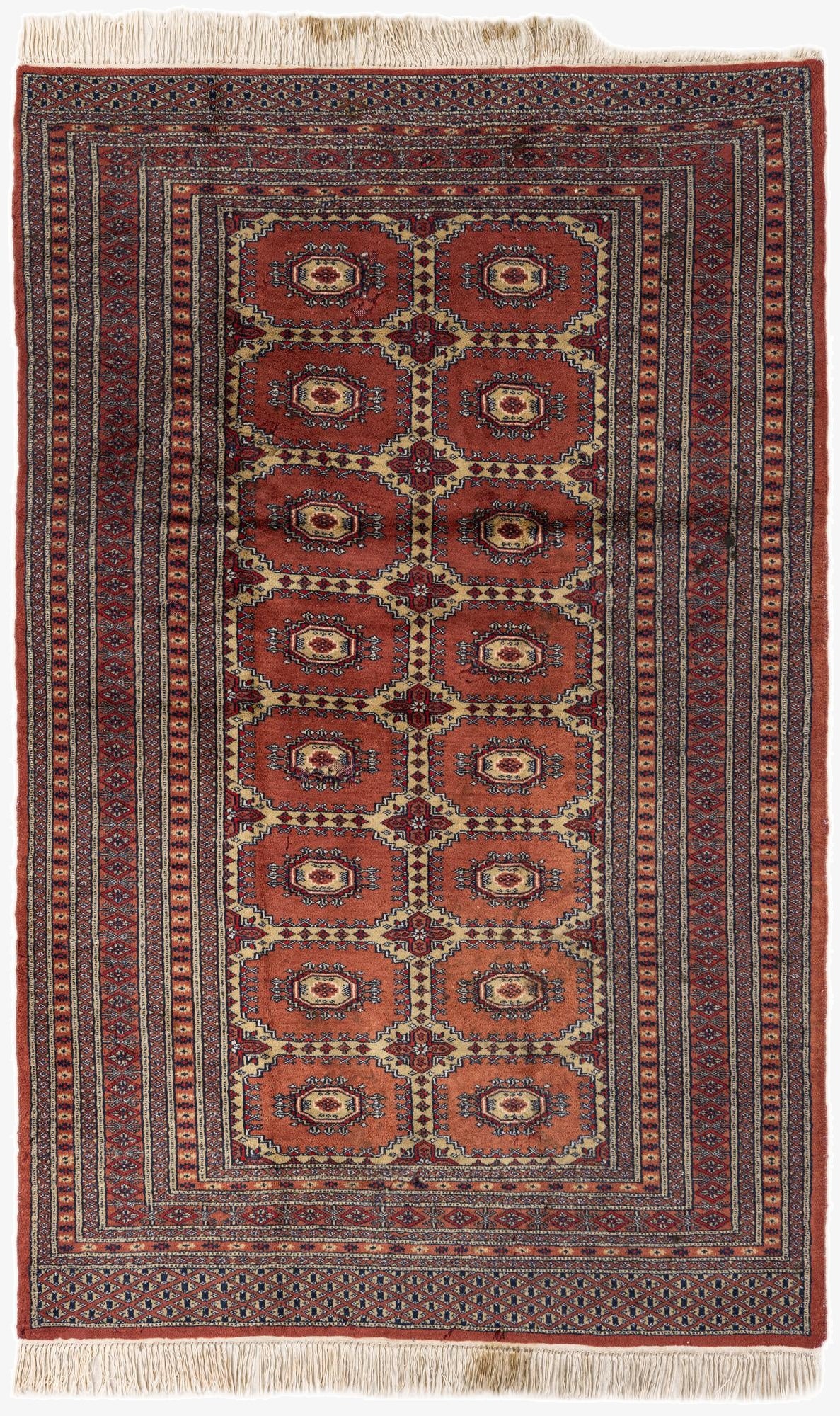 4' 1 x 6' 5  Hand Knotted Bokhara Oriental Wool Rug