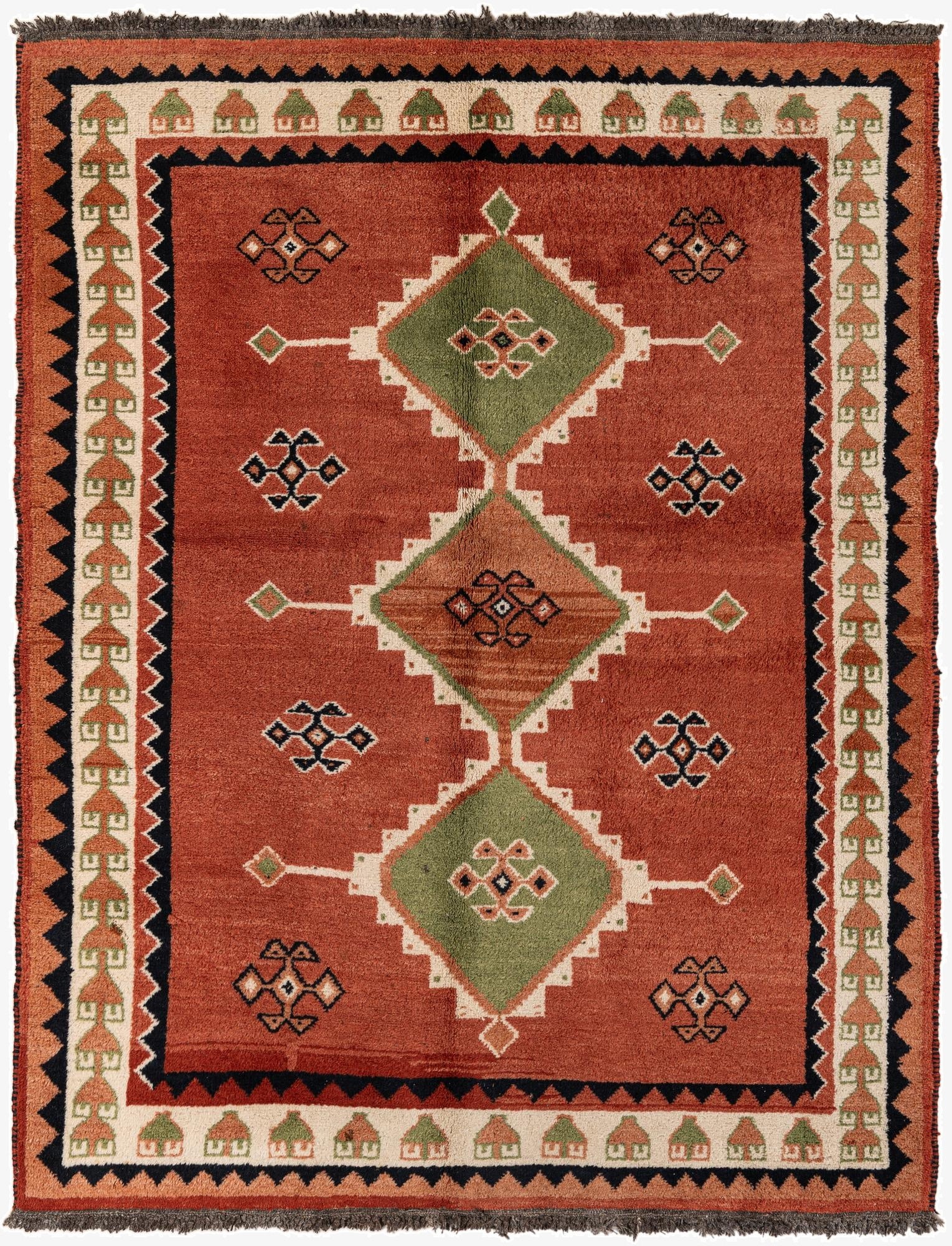 5' 7 x 7' 1  Hand Knotted Gabbeh Persian Wool Rug