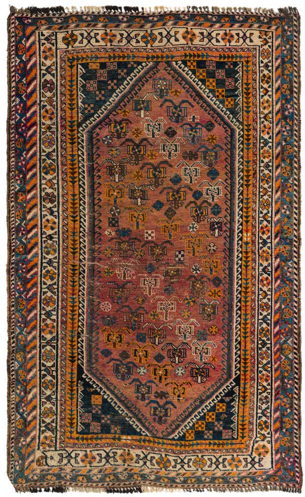 4' 4 x 7' 2 Hand Knotted Ghashghaei Persian Wool Rug