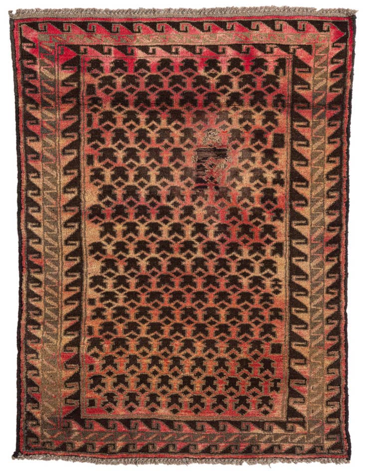 Detail image of 2' 10 x 4' 5 Hand Knotted Hamedan Persian Wool Rug