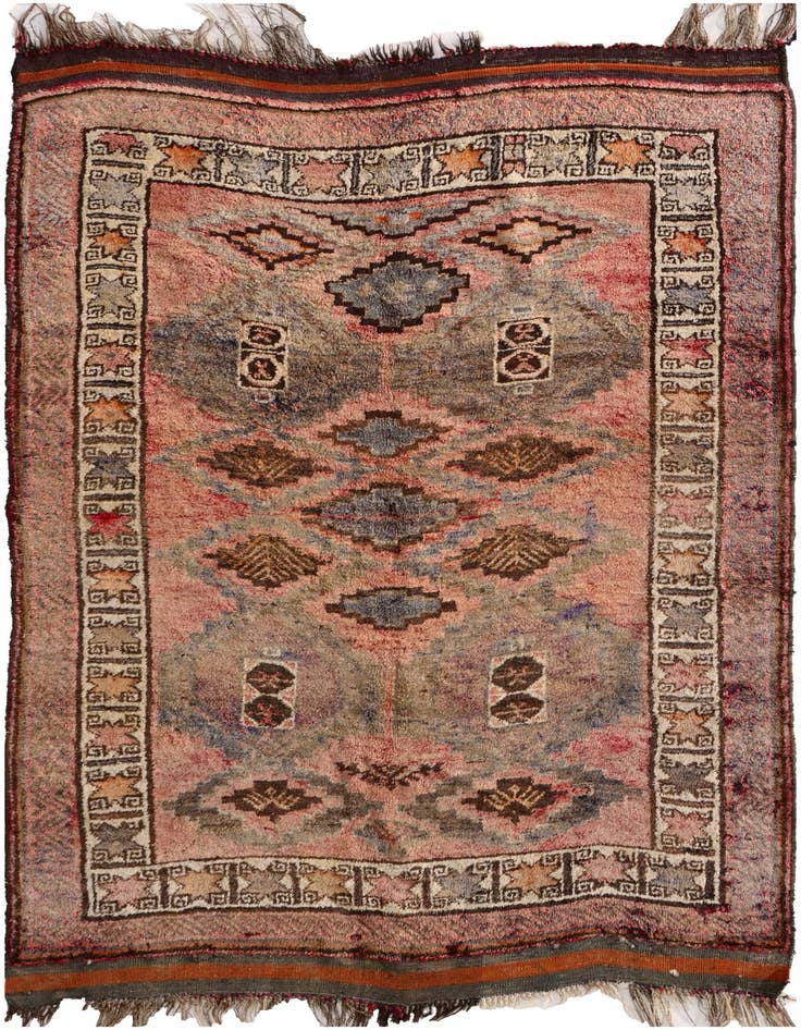 Detail image of 4' 7 x 8' Hand Knotted Hamedan Persian Wool Rug
