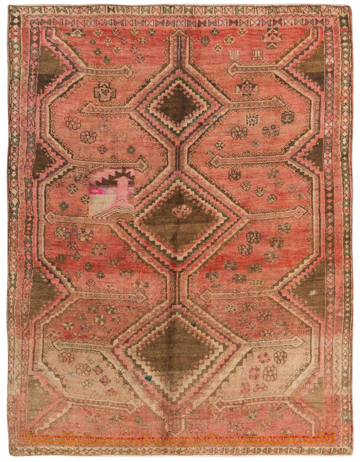 Detail image of 5' 6 x 8' 3 Hand Knotted Hamedan Persian Wool Rug