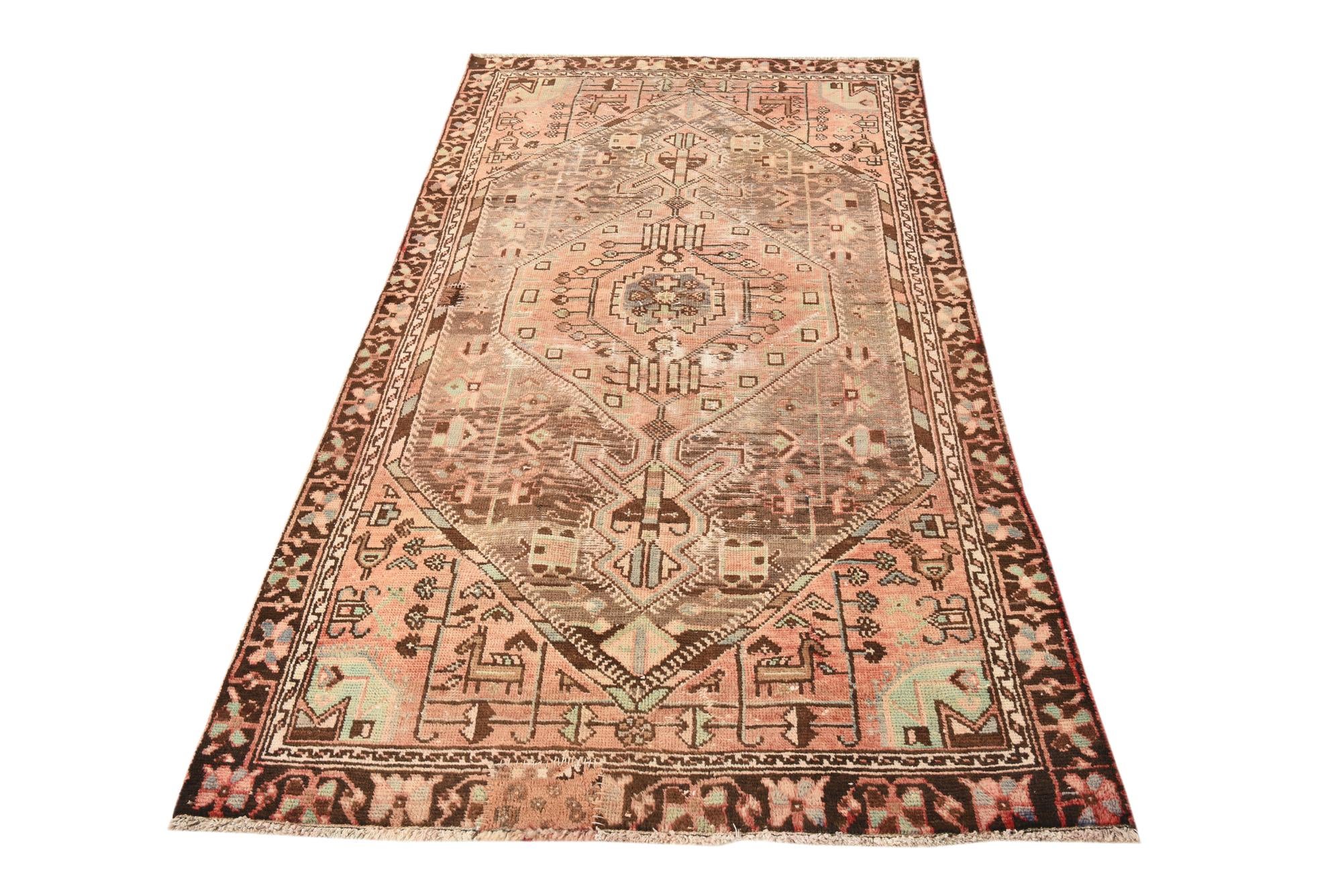 3' 10 x 7' 3 Hand Knotted Hamedan Persian Wool Rug
