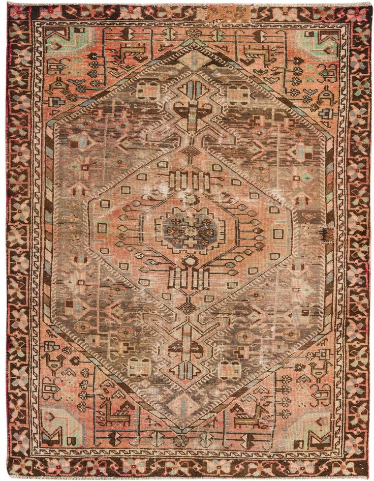 Detail image of 3' 10 x 7' 3 Hand Knotted Hamedan Persian Wool Rug