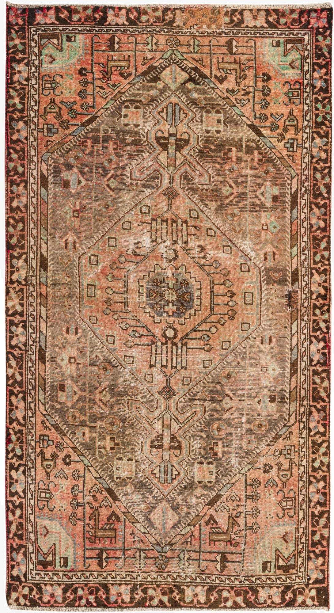 3' 10 x 7' 3  Hand Knotted Hamedan Persian Wool Rug