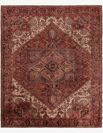 9' 7 x 11' 6 Hand Knotted Heriz Persian Wool Rug