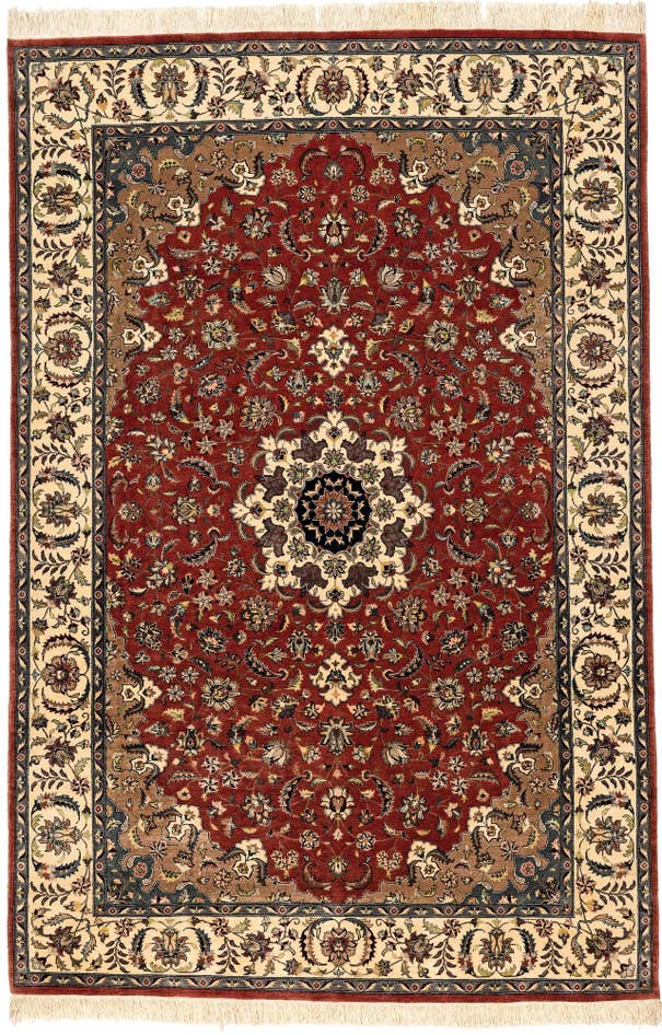 Detail image of 6' x 9' Hand Knotted Isfahan Oriental Wool Rug