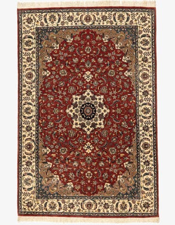 6' x 9' Hand Knotted Isfahan Oriental Wool Rug
