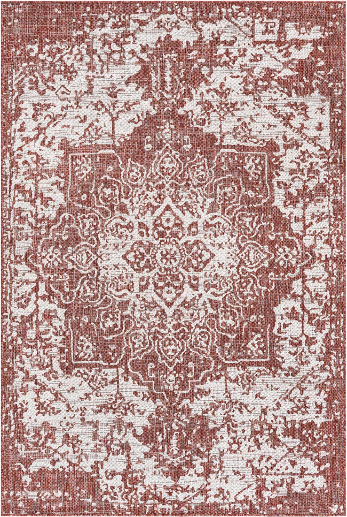 Custom Rust Red Easy-Clean Jill Zarin Indoor / Outdoor Rug