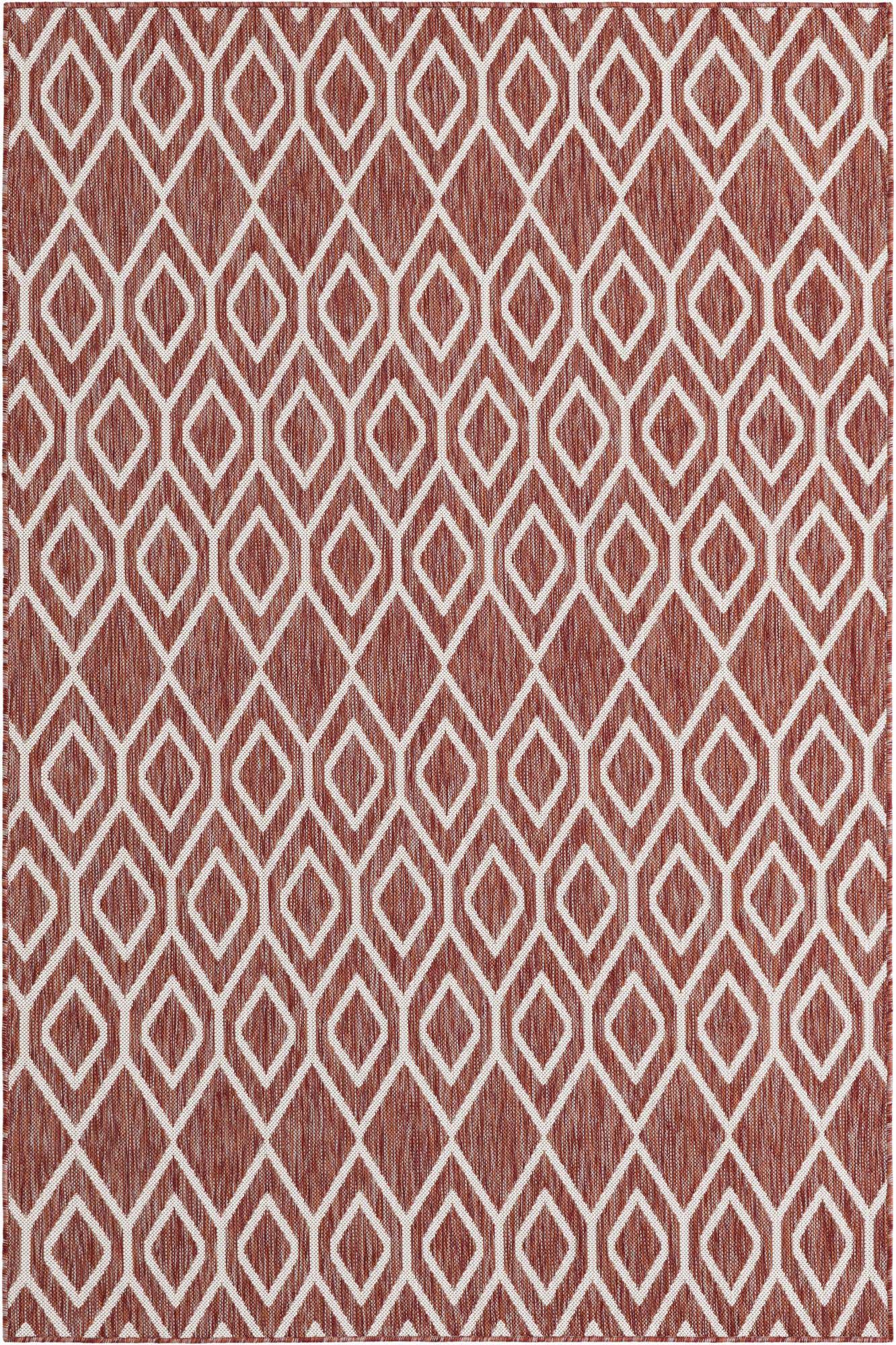 Custom Rust Red Easy-Clean Jill Zarin Indoor / Outdoor Rug