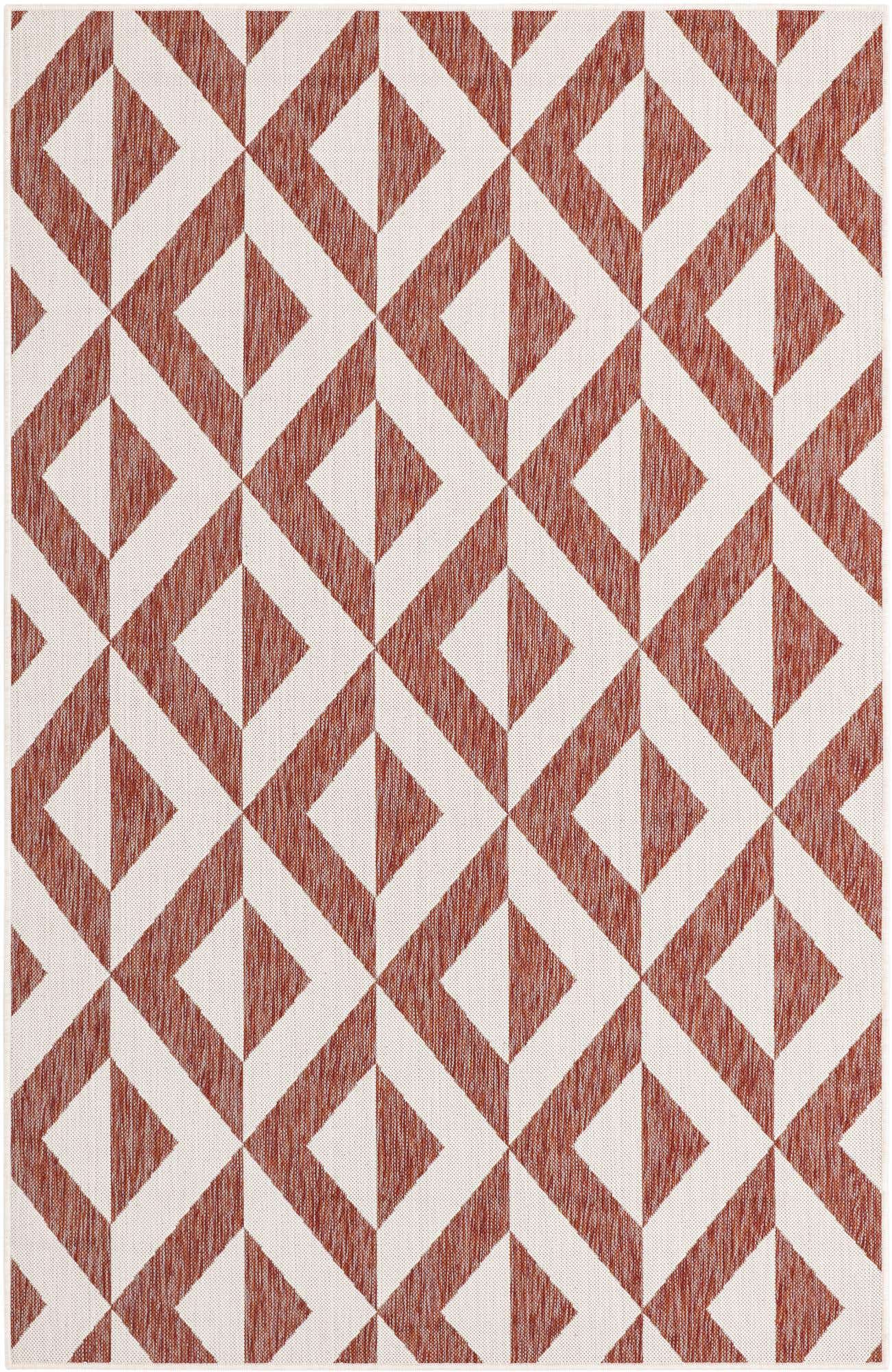 Custom Rust Red Easy-Clean Jill Zarin Indoor / Outdoor Rug