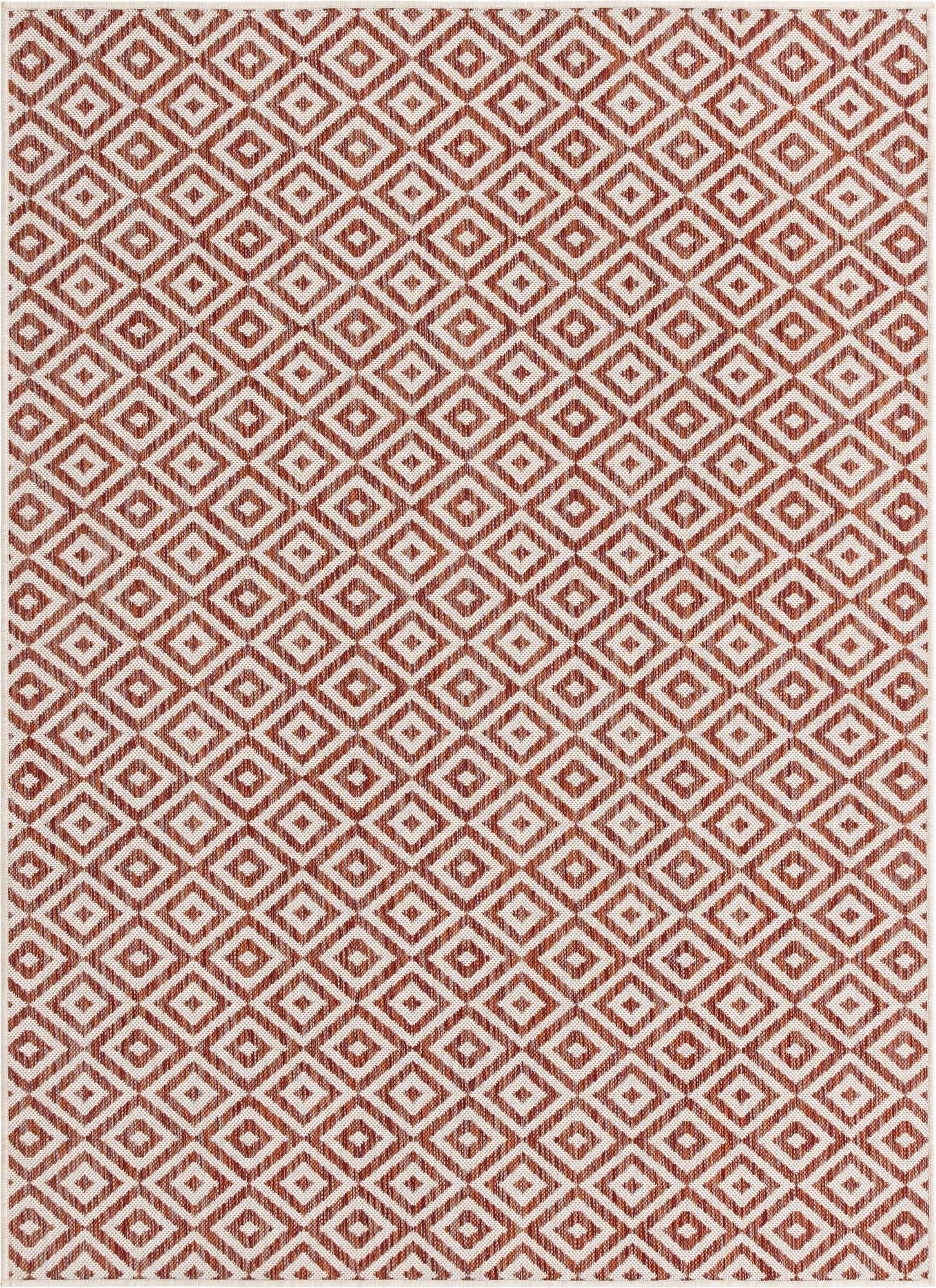 Custom Rust Red Easy-Clean Jill Zarin Indoor / Outdoor Rug