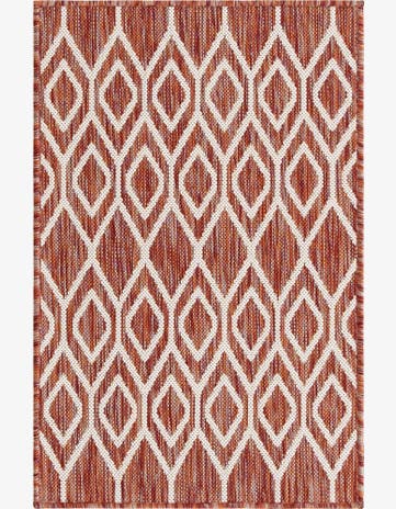 Rust Red Easy-Clean Jill Zarin Turks and Caicos Indoor / Outdoor Rug