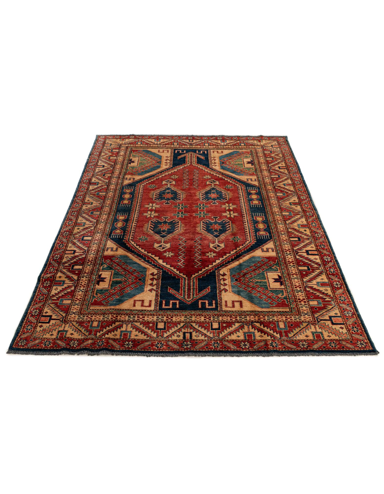 5' 8 x 8' 3 Hand Knotted Kazak Oriental Wool Rug
