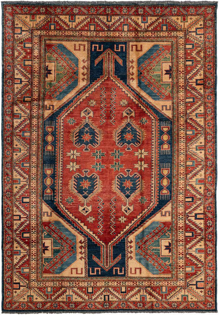 5' 8 x 8' 3 Hand Knotted Kazak Oriental Wool Rug