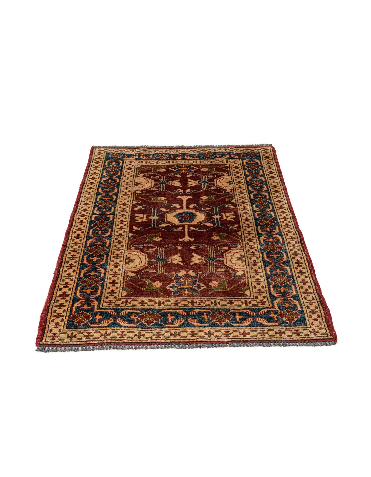 3' 2 x 4' 3 Hand Knotted Kazak Wool Rug