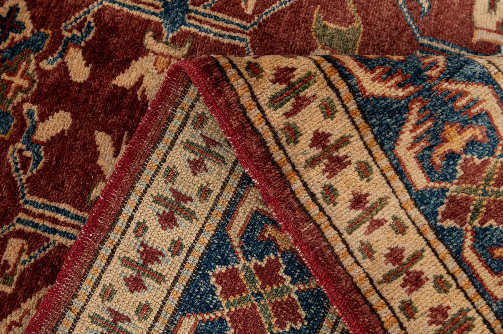 3' 2 x 4' 3 Hand Knotted Kazak Wool Rug