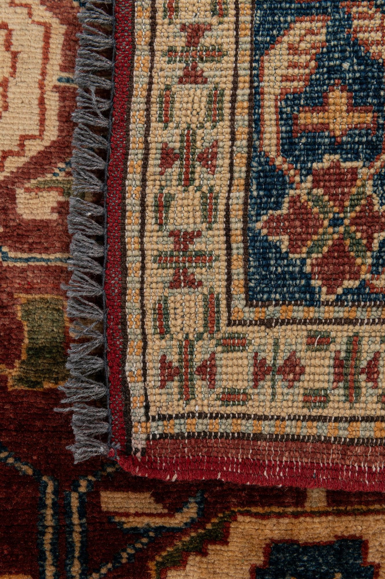 3' 2 x 4' 3 Hand Knotted Kazak Wool Rug