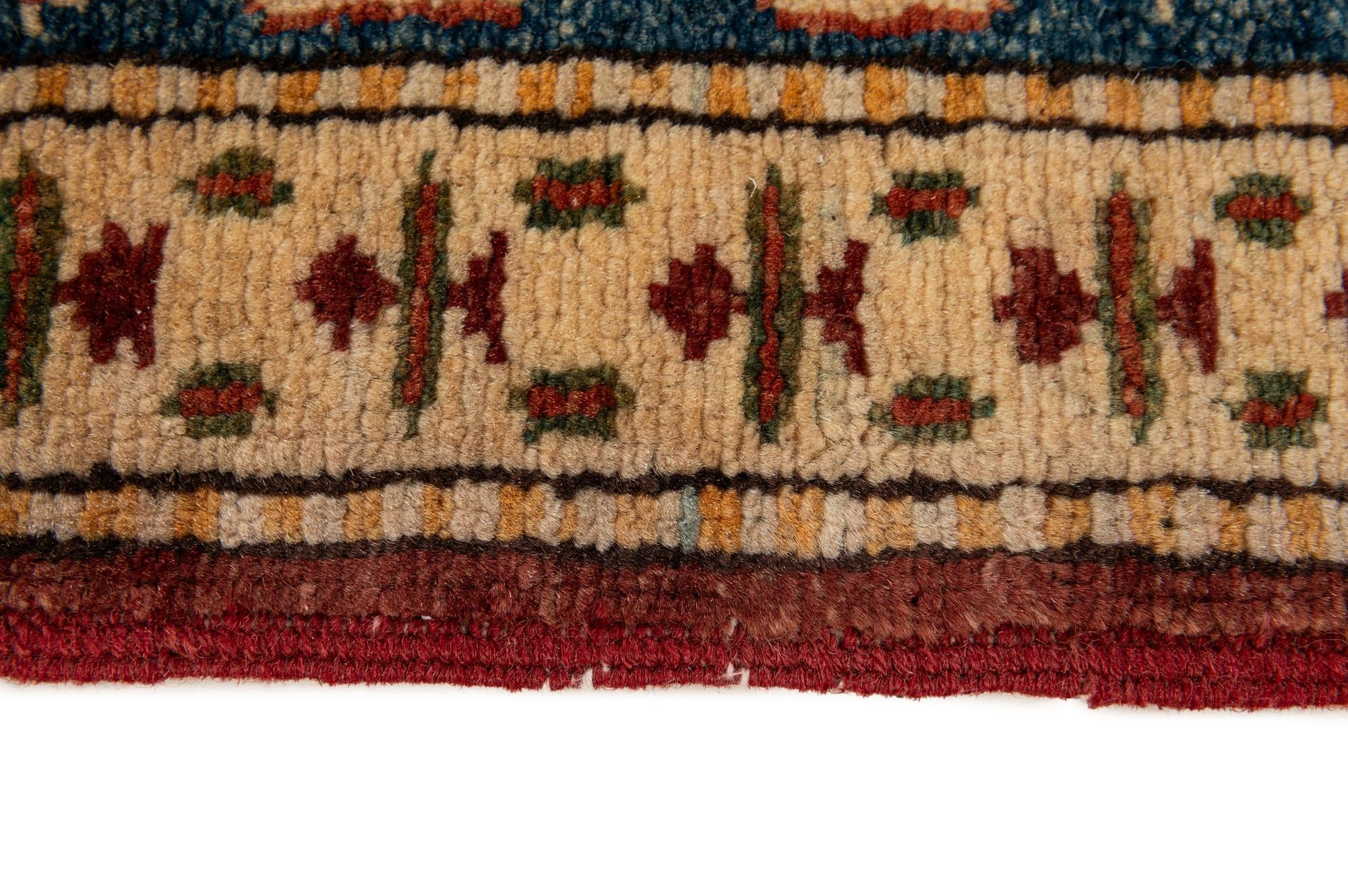 3' 2 x 4' 3 Hand Knotted Kazak Wool Rug