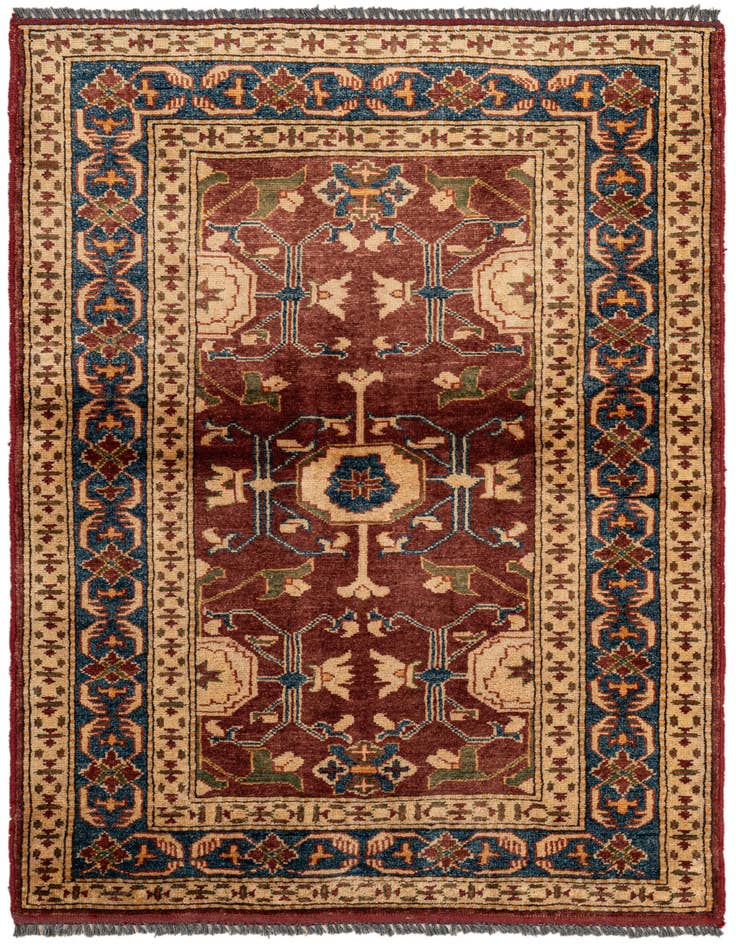Detail image of 3' 2 x 4' 3 Hand Knotted Kazak Wool Rug