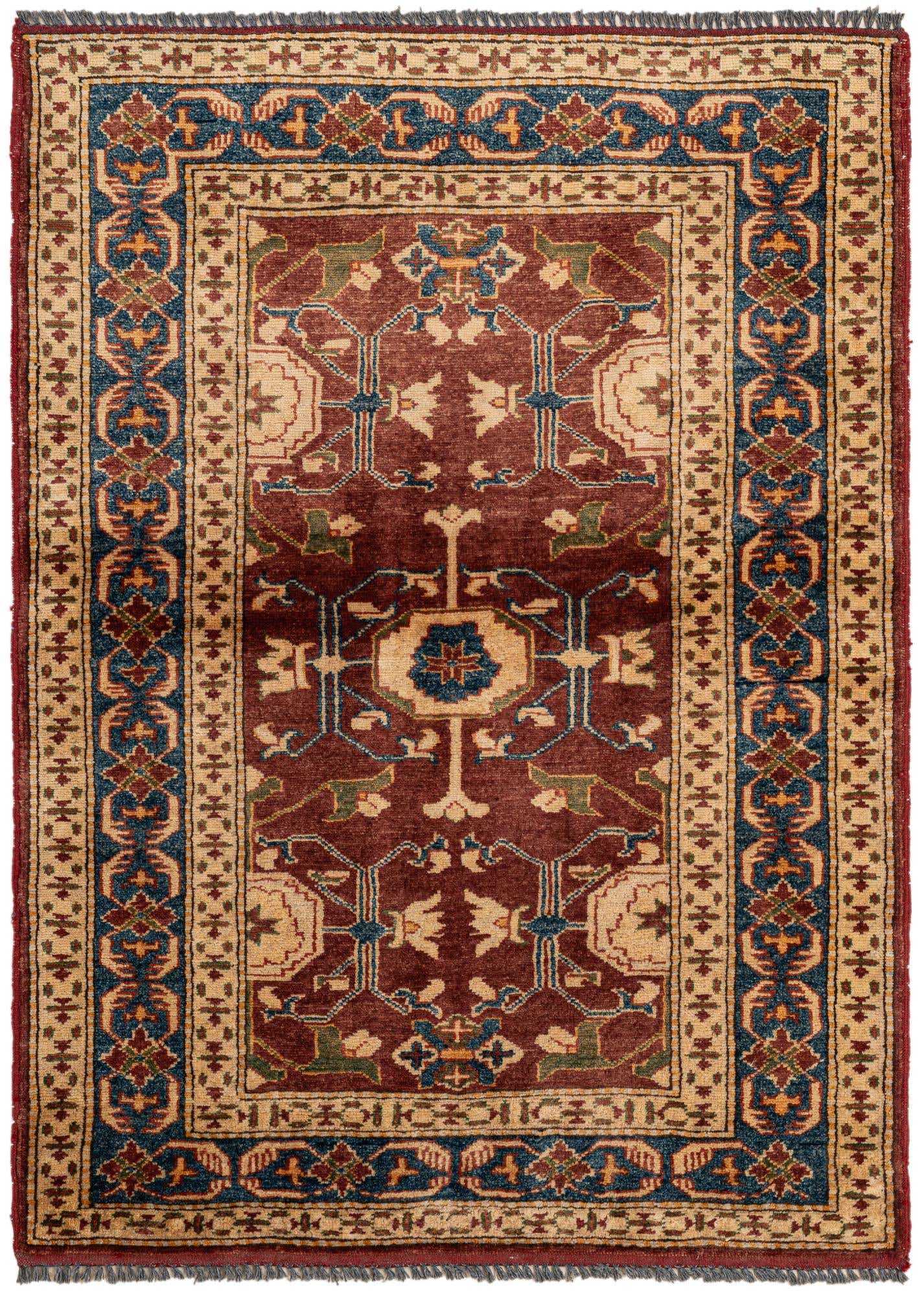 3' 2 x 4' 3 Hand Knotted Kazak Wool Rug